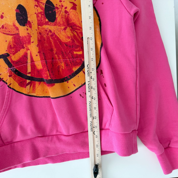 PeaceInWar Fall 24 Hoodie Size Small Pink Bleed Smiley Sweatshirt Streetwear - Picture 9 of 10